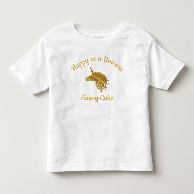 Happy as a Unicorn Eating Cake Toddler T-shirt (Front)
