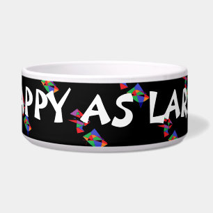 Happy as Larry pet dish patterned logo