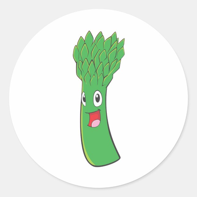 Happy Asparagus Vegetable Classic Round Sticker (Front)