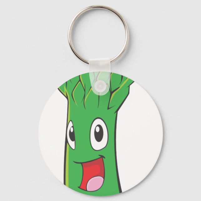 Happy Asparagus Vegetable Keychain (Front)