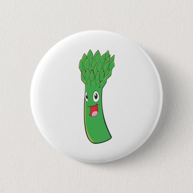 Happy Asparagus Vegetable Pinback Button (Front)