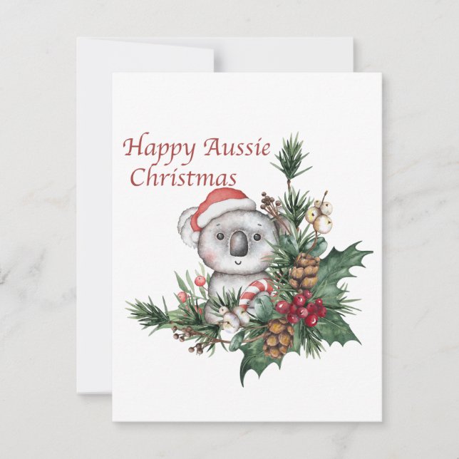 Happy Aussie Christmas Card with Koala (Front)