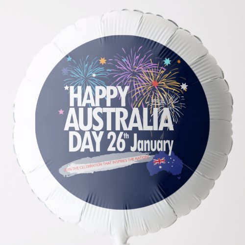 Happy Australia Day 26th January Fireworks Balloon
