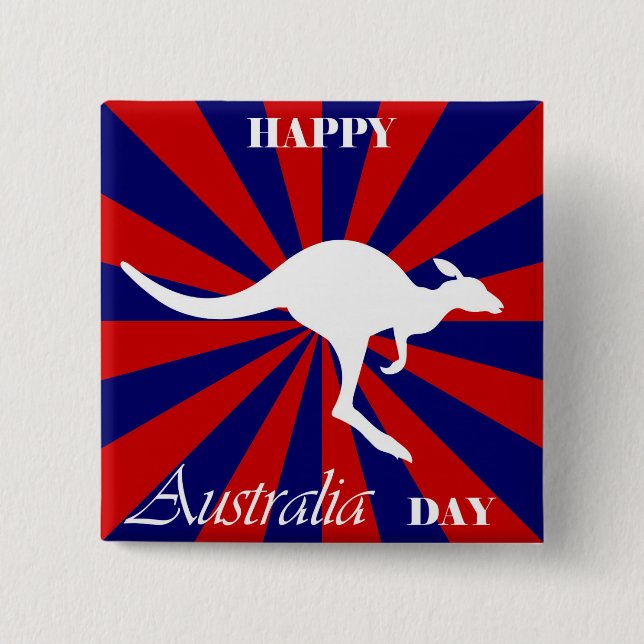 Happy Australia Day Australian Kangaroo Button (Front)
