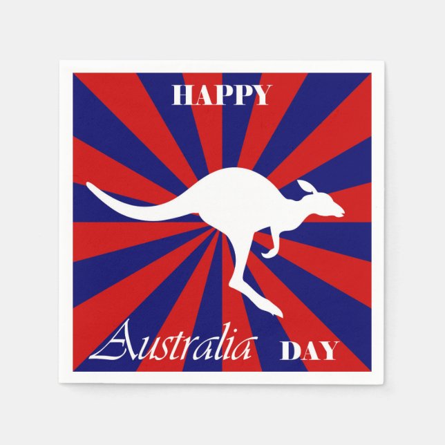 Happy Australia Day Australian Kangaroo Napkins (Front)