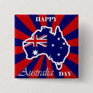 Happy Australia Day Australian Map Flag Button