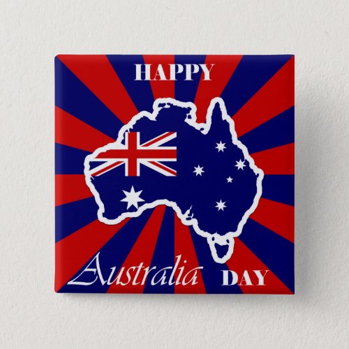 Happy Australia Day Australian Map Flag Button