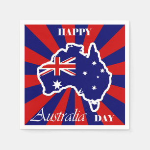 Happy Australia Day Australian Map Flag Napkins