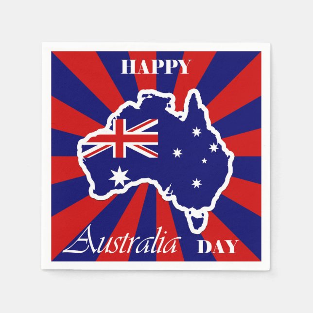 Happy Australia Day Australian Map Flag Napkins (Front)