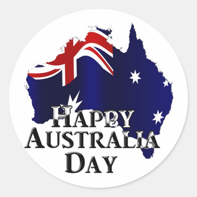Happy Australia Day Classic Round Sticker (Front)
