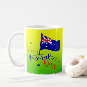 Happy Australia Day Flag Green Gold Coffee Mug