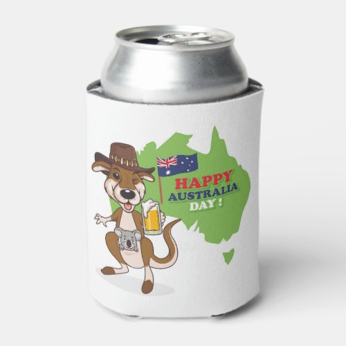 Happy Australia Day Kangaroo Koala Can Cooler