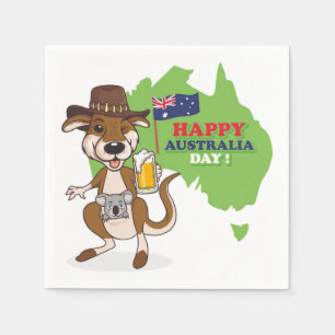 Happy Australia Day Kangaroo Koala Napkins