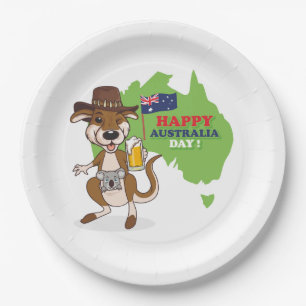 Happy Australia Day Kangaroo Koala Paper Plates