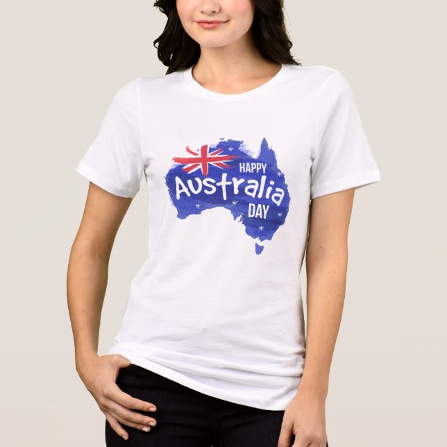 Happy Australia Day Map Flag | Holidays Tri-Blend Shirt (Front)