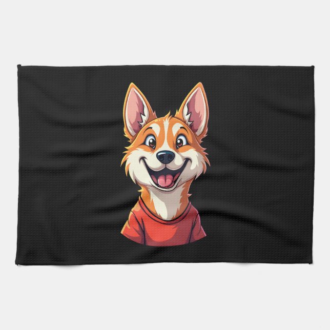 Happy Australian Cattle Dog Tank Top Kitchen Towel (Horizontal)