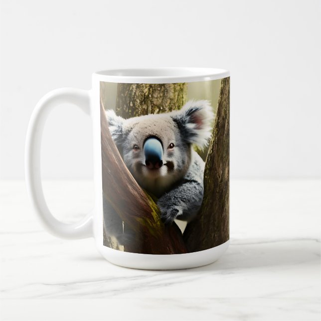 Happy Australian Koala Bear In Tree, Coffee Mug (Left)