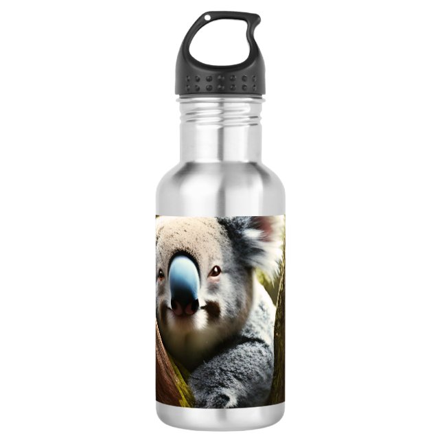 Happy Australian Koala Bear In Tree, Water Bottle (Front)