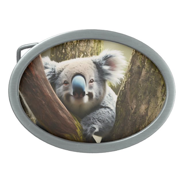 Happy Australian Koala In Tree, Belt Buckle (Front)