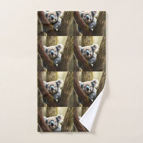 Happy Australian Koala In Tree Hand Towel