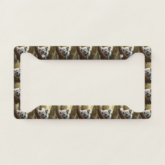 Happy Australian Koala In Tree Licence Plate Frame (Front)