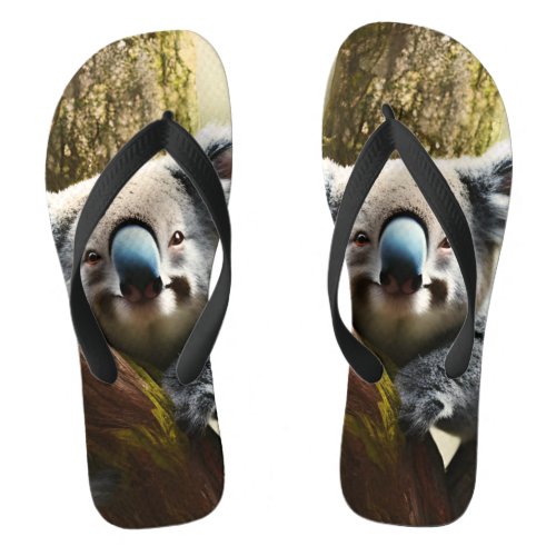 Happy Australian Koala In Tree Thongs Flip Flops