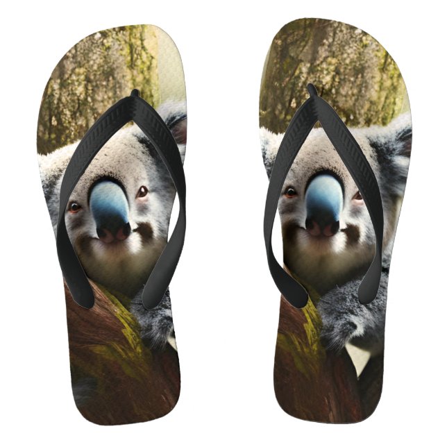 Happy Australian Koala In Tree, Thongs Flip Flops (Footbed)