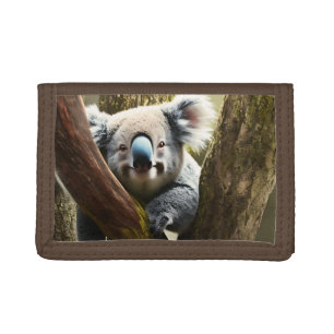 Happy Australian Koala In Tree, Trifold Wallet