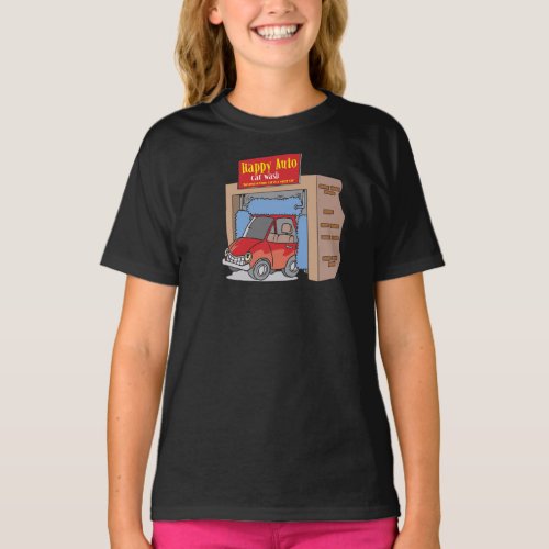 Happy Auto Car Wash Girls T_Shirt
