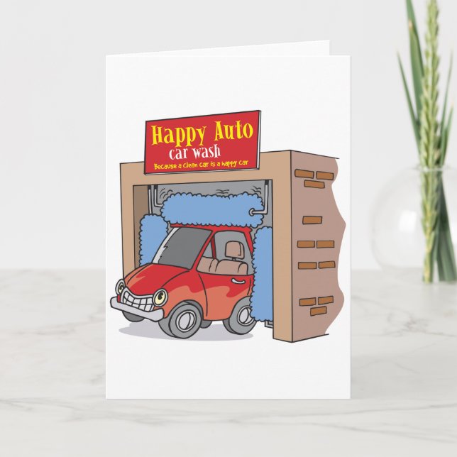 Happy Auto Car Wash Greeting Cards (Front)