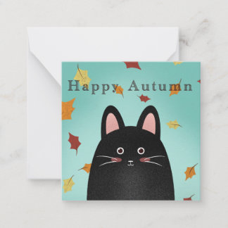 Happy Autumn Black Cat Note Card