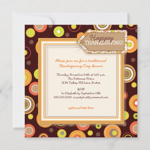 Happy Autumn Dots Retro Thanksgiving Dinner Personalized Announcements