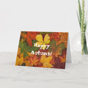 Happy Autumn Fall Leaves Custom Greeting Card
