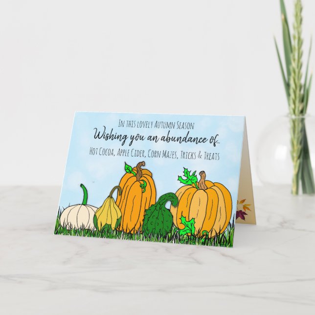 Happy Autumn Fall Season Halloween Pumpkins Card (Front)