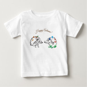 Happy Autumn Hedgehogs Drawing Drawing T-Shirt