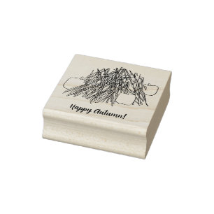 Happy Autumn Pumpkins and Corn Stalks Stamps
