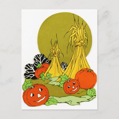 Happy Autumn Pumpkins Postcard