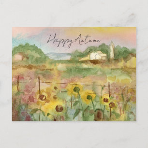 Happy Autumn Ranch Desert Landscape Sunset Holiday Postcard