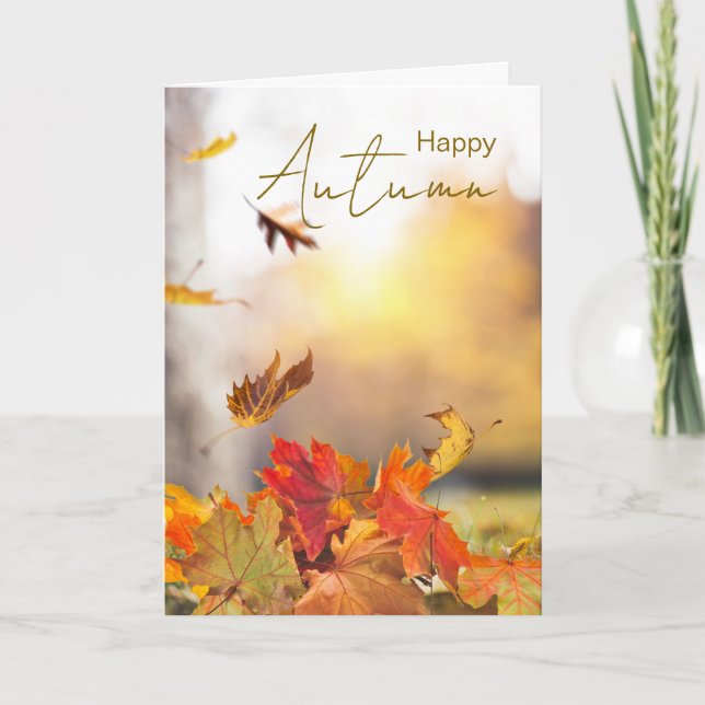 Happy Autumn Season with Fall Leaves Card (Front)