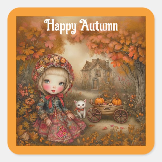 Happy  Autumn Square Sticker (Front)