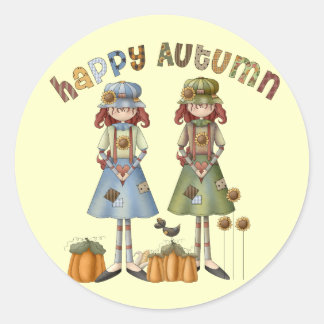 Happy Autumn Thanksgiving Round Stickers