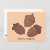 Happy Autumn Three Acorns Postcards (Front/Back)