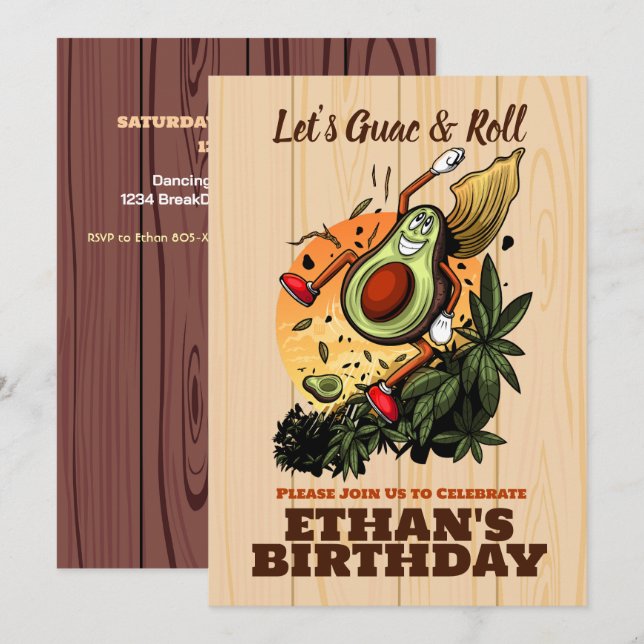 Happy Avocado Birthday – Cute Smiling Avocado  Invitation (Front/Back)