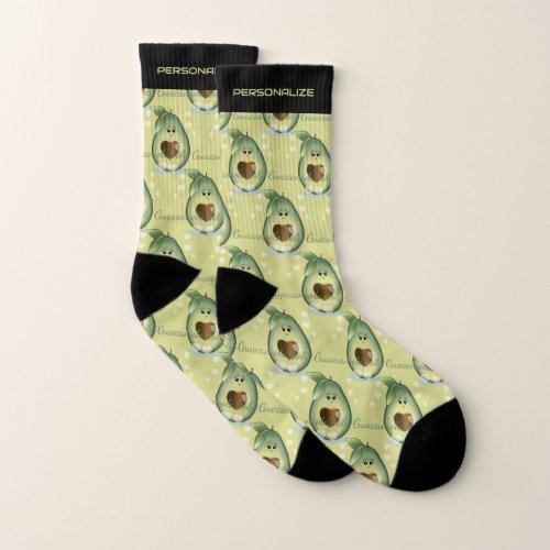 Happy Avocado Pattern  Socks