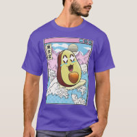 Happy Avocado Surfing Japanes Waves Kawaii Anime V
