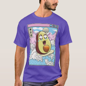 Happy Avocado Surfing Japanes Waves Kawaii Anime V T-Shirt