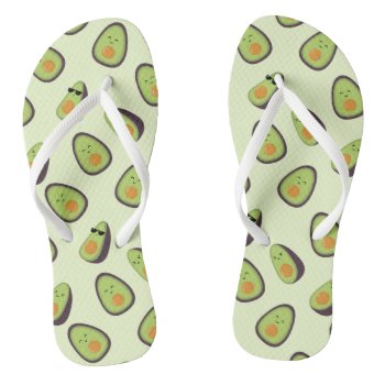 Happy Avocados Kawaii Adult Flip Flops by cartoonbeing at Zazzle