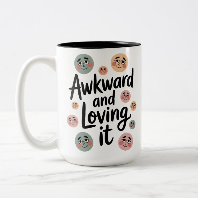 Happy Awkwardness Two-Tone Coffee Mug (Left)