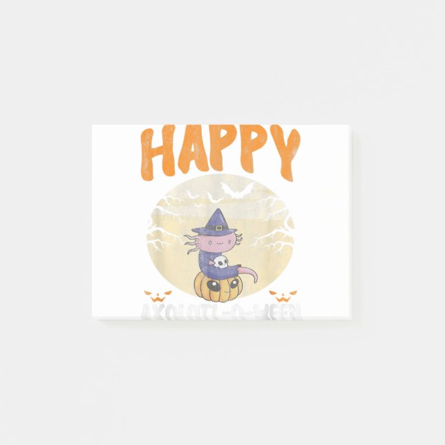 Happy Axolotl-O-Ween Cute Halloween Axolotl Hallow Post-it Notes (Front)
