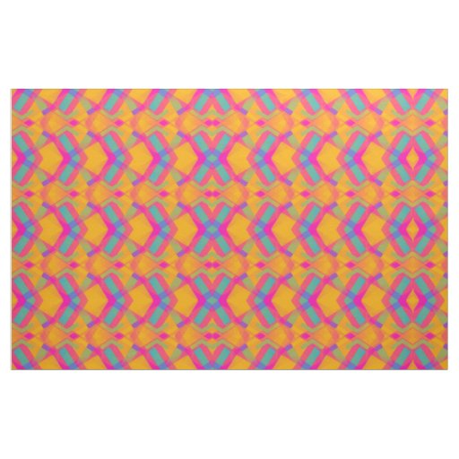 Happy Aztec Orange Pink Blue Pattern Fabric